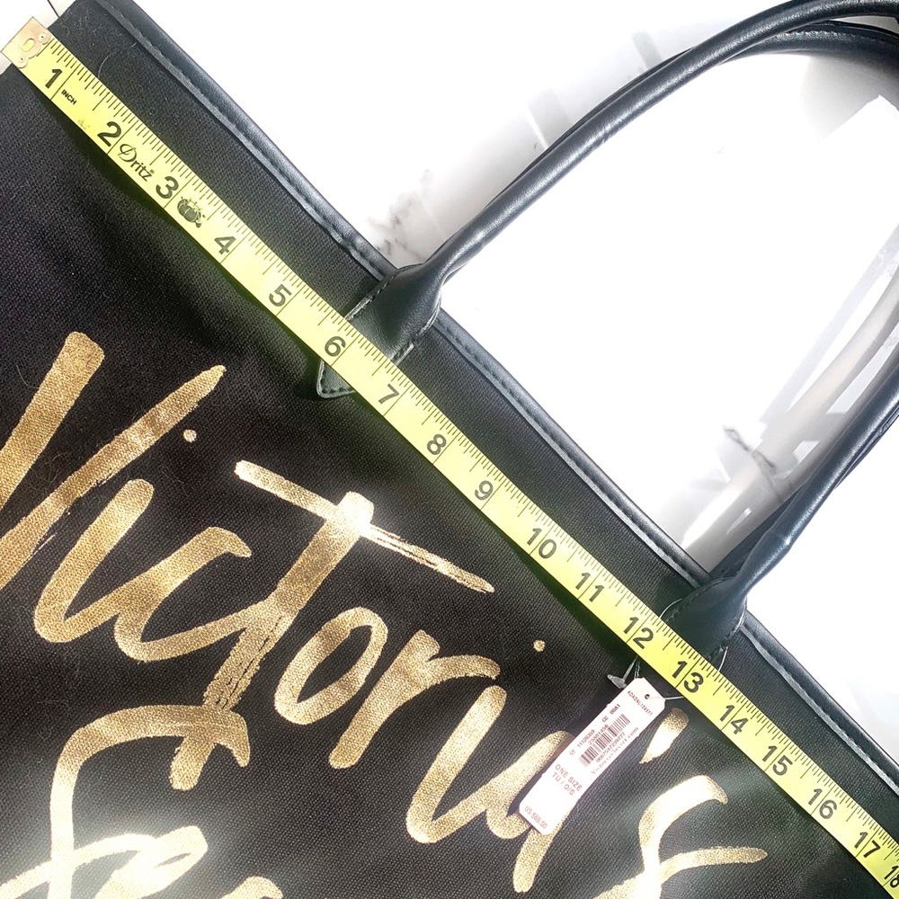 Victoria’s Secret Metallic Gold Letter Black Tote - Picture 6 of 8